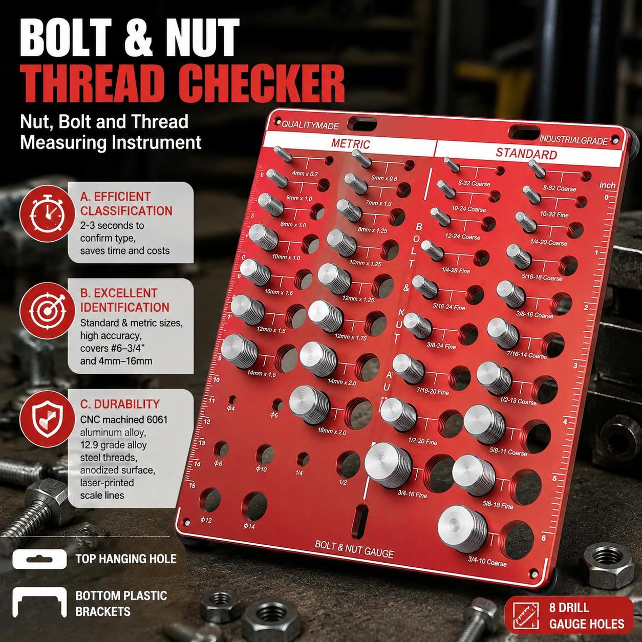 Woodworking Tool Stores - Set di calibri per filetti di